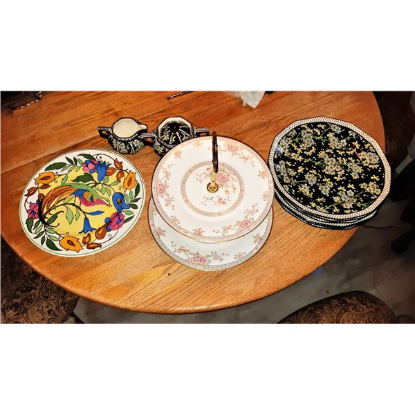 Royal Doulton 'Canton' Cake Std & Antique China Cat A