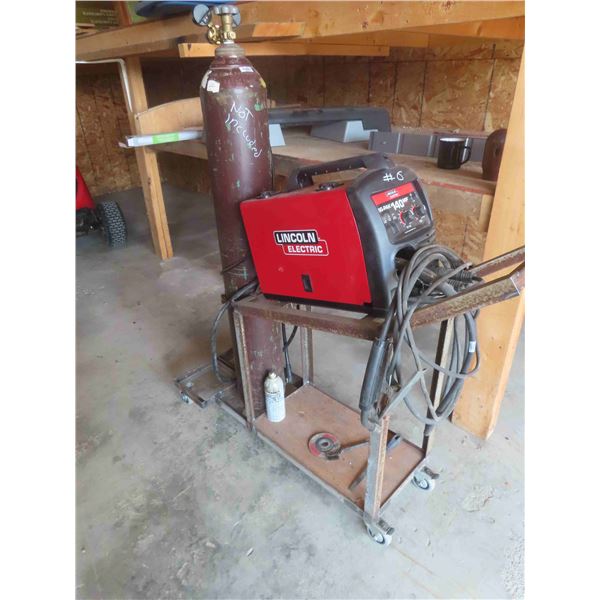 Lincoln Mig-Pack 140 Wire, Tig, Stick Welder on Portable Cart, Has 3 