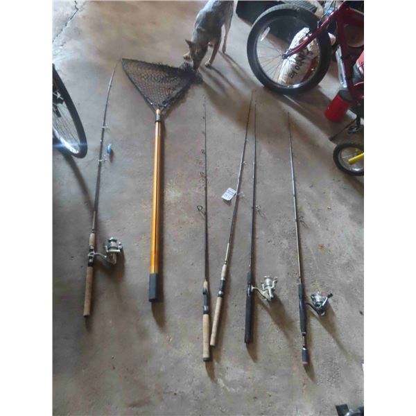 5 Rods, 3 Reels, Frabill Folding Extending Net