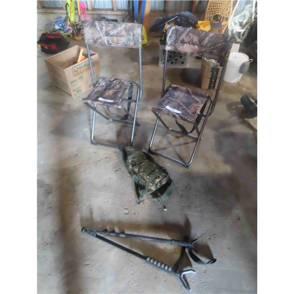 Folding Hunting Chairs, Camo Back Pack,