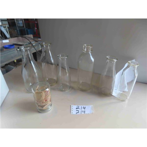 Milk Bottles, Sealer Full of Caps