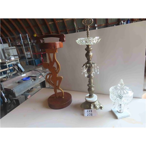 2 Ashtray Stands, Candy Dish