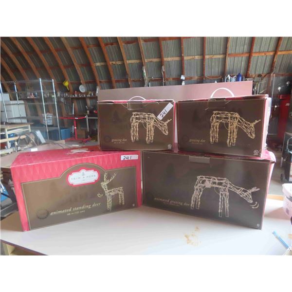4 Light Up Deer/Doe Decorations -New