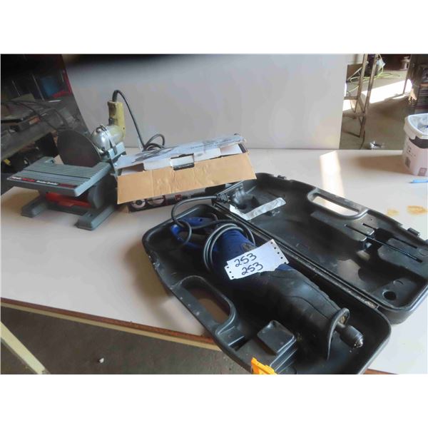 Angle Grinder, Drill on Stand, Receprocating Saw