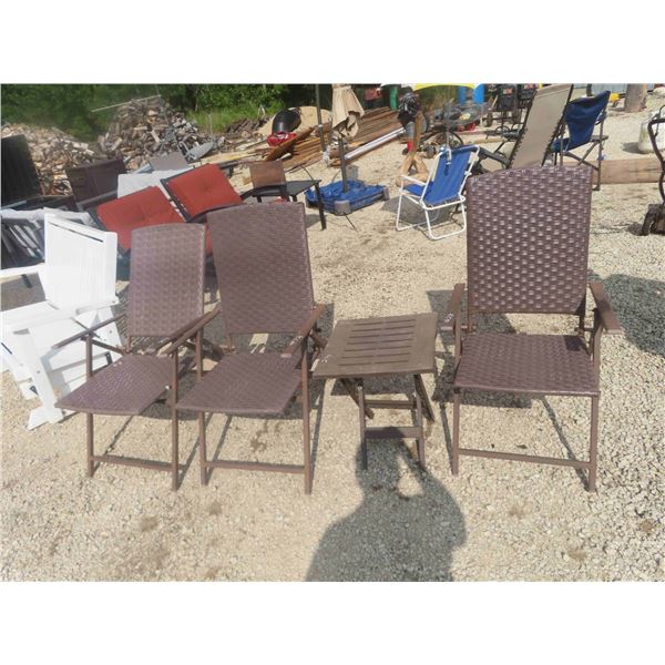 4 Folding Patio Chairs with Table ( 3 In Picture 