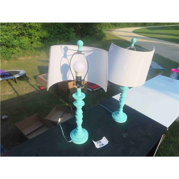 Pair of Half Shade Lamps for Up Against Wall