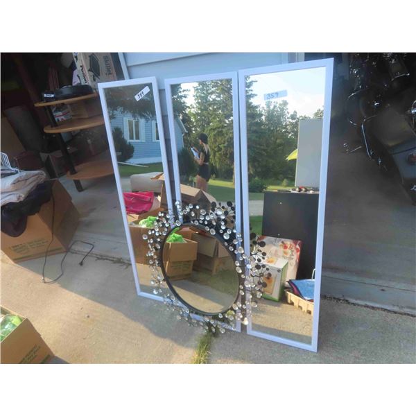 3 Mirrors 49'' x 17'' , Diamond Circle Mirror 