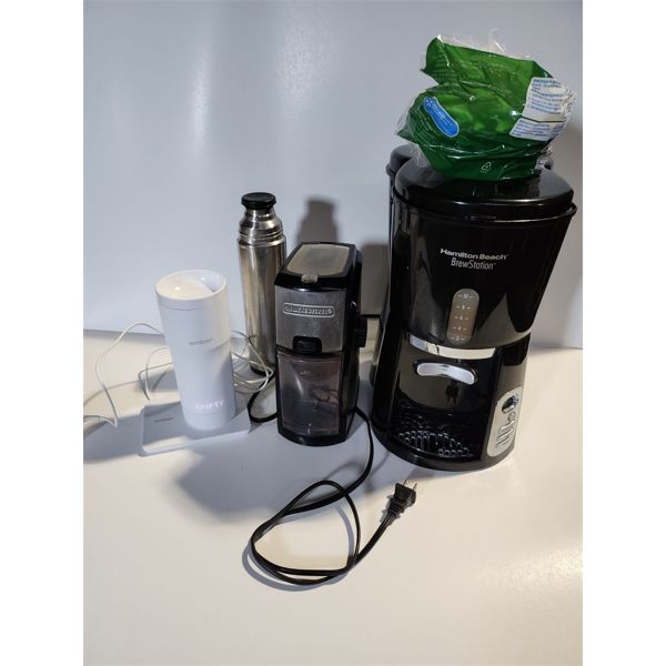 Ember Rechargeable Heated Mug , Black and Decker Coffee Grinder , Hamilton Beach 10 Cup Brew Station