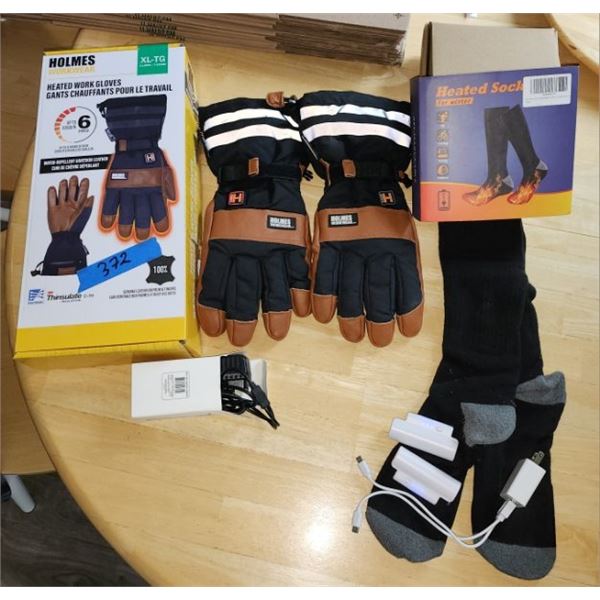 Heated Gloves, Heated Socks - Batteries, Chargers, Parts all included. Never Used.