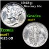 Image 1 : 1942-p Mercury Dime 10c Grades GEM++ Unc