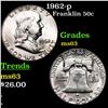 Image 1 : 1962-p Franklin Half Dollar 50c Grades Select Unc