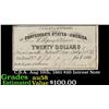 Image 1 : C.S.A. Aug 19th, 1861 $20 Intrest Note Grades Choice AU/BU Slider