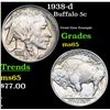 Image 1 : 1938-d Buffalo Nickel 5c Grades GEM Unc