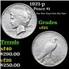 Image 1 : 1921-p Peace Dollar $1 Grades vf+
