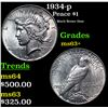 Image 1 : 1934-p Peace Dollar $1 Grades Select+ Unc