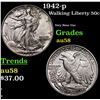 Image 1 : 1942-p Walking Liberty Half Dollar 50c Grades Choice AU/BU Slider