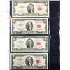 Image 2 : Page of 4x $2 Red Seal United States Notes **Star Note** 1953a, **Star Note** 1963, 1953C, 1963 AU/C