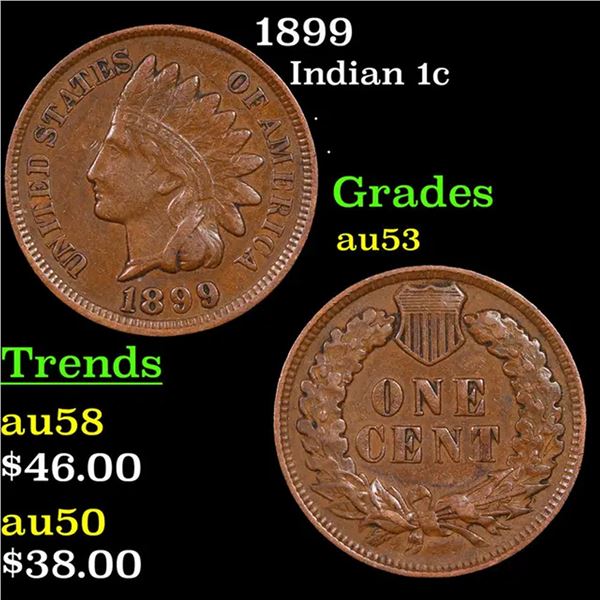 1899 Indian Cent 1c Grades Select AU