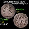 Image 1 : 1853 Arrows & Rays Seated Half Dollar 50c Grades vg, very good