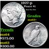 Image 1 : 1927-p Peace Dollar $1 Grades Select+ Unc