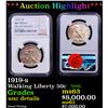 Image 1 : ***Auction Highlight*** NGC 1919-s Walking Liberty Half Dollar 50c Graded unc details By NGC (fc)