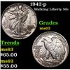 Image 1 : 1942-p Walking Liberty Half Dollar 50c Grades Select Unc