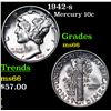 Image 1 : 1942-s Mercury Dime 10c Grades GEM+ Unc