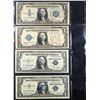 Image 2 : Complete Type Set of 4x $1 Small Size Silver Certificates 1928B "Funny Back" (vf30), 1934 "Funny Bac