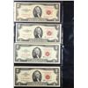 Image 2 : Page of 4x $2 Red Seal United States Notes **Star Note** 1953B, **Star Note** 1963A, 1953B, 1963A