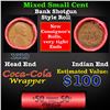 Image 1 : Mixed small cents 1c orig shotgun roll, 1919-p Lincoln Cent, Indian other end, Coca Cola Wrapper