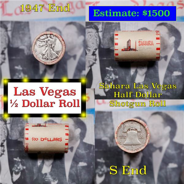 ***Auction Highlight*** Old Casino 50c Roll $10 Halves Las VegasS Sahara 1947 Walker & S Franklin En