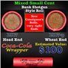 Image 1 : Mixed small cents 1c orig shotgun roll, 1917-p Lincoln Cent, Wheat Cent other end, Coca Cola Wrapper