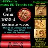 Image 1 : BU Shotgun Lincoln 1c roll, 1955-d 50 pcs Steel-Strong Wrapper DDO & RPM Varitites Possible
