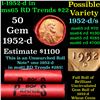 Image 1 : BU Shotgun Lincoln 1c roll, 1952-d 50 pcs Steel-Strong Wrapper Possible D/S Varitey