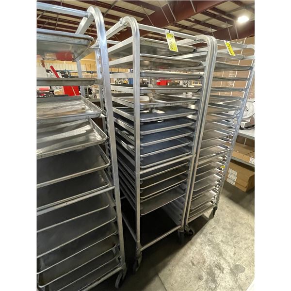 ALUMINUM 15 TRAY MOBILE COMMERCIAL BAKERS RACK & 15 BAKING SHEETS