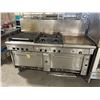 Image 1 : QUEST STAINLESS STEEL 24" COMMERCIAL CHARBROILER, 4 BURNERS RANGE, 24" GRIDDLE WITH DUAL GAS OVENS &