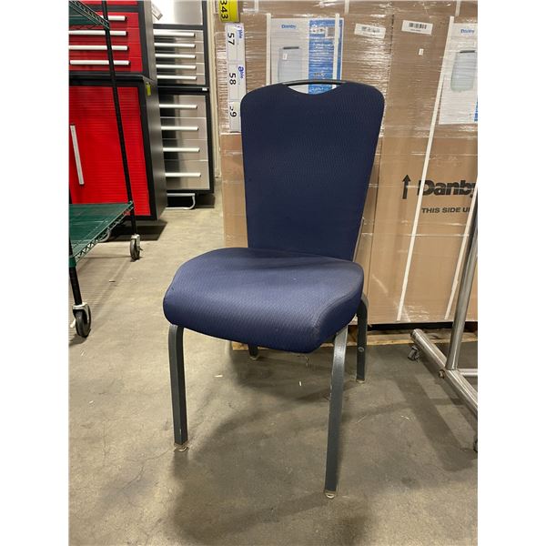 BLUE PADDED METAL FRAMED COMMERCIAL STACKING BANQUET CHAIR