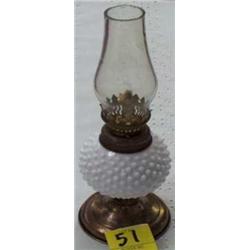 9 1/2" Hobnail Milk Glass Lamp