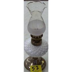 9 1/2"Diamond Pattern Milk Glass Lamp
