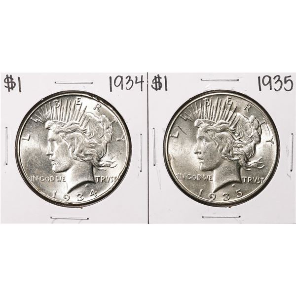 Lot of 1934-1935 $1 Peace Silver Dollar Coins