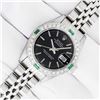 Image 2 : Rolex Ladies Stainless Steel Black Index Emerald and Diamond Datejust Wristwatch