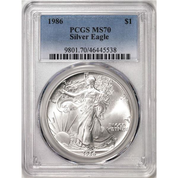 1986 $1 American Silver Eagle Coin PCGS MS70