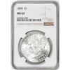 Image 1 : 1899 $1 Morgan Silver Dollar Coin NGC MS63