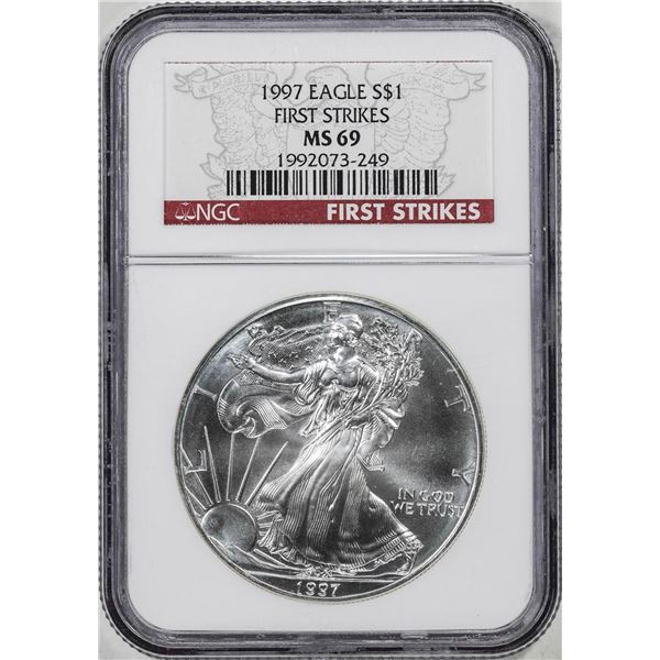 1997 $1 American Silver Eagle Coin NGC MS69 First Strikes