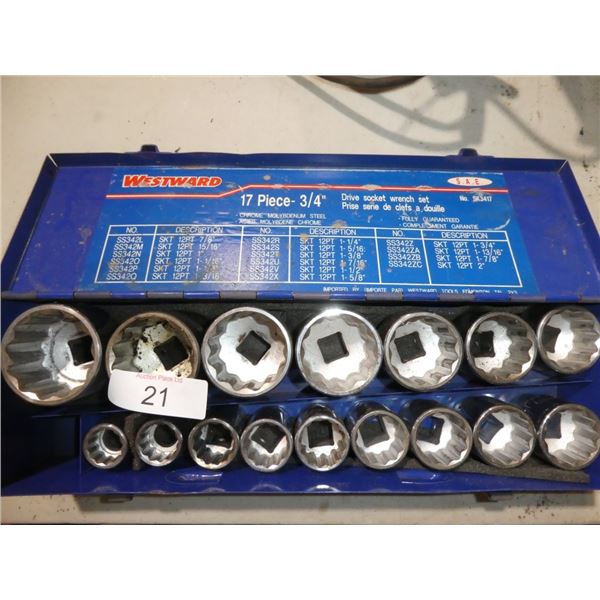 Westward 17pc 3/4" drive socket wrench set