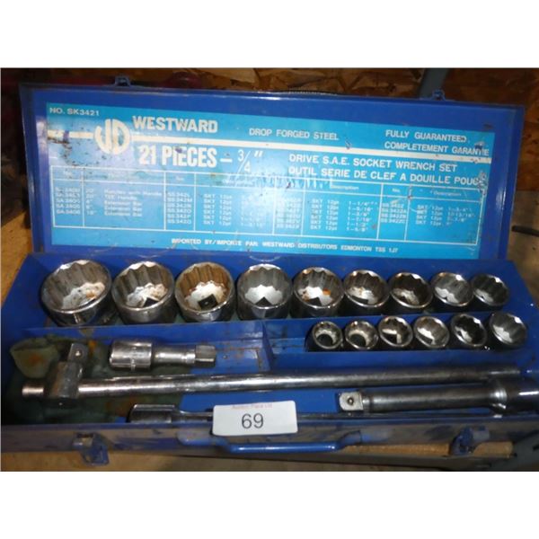 Westward 21pc 3/4" drive SAE socket wrench set