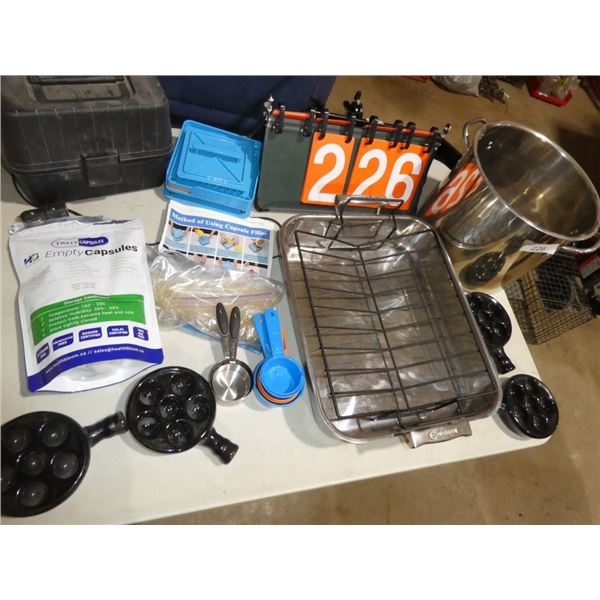 stock pot, roasting pan, empty capsules, capsule