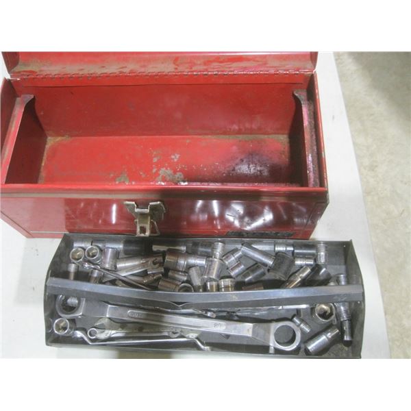 metal tool box w/ sockets