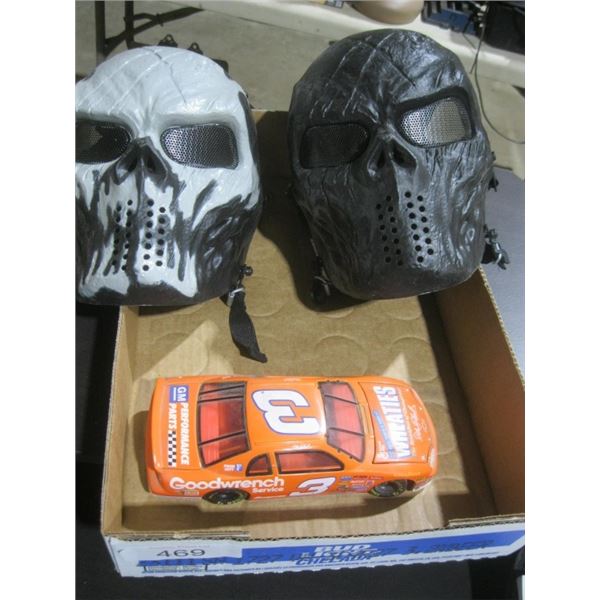 masks, toy car