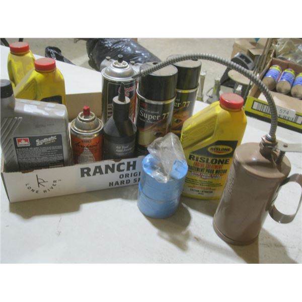 assorted fluids: engine treatment, antifreeze,